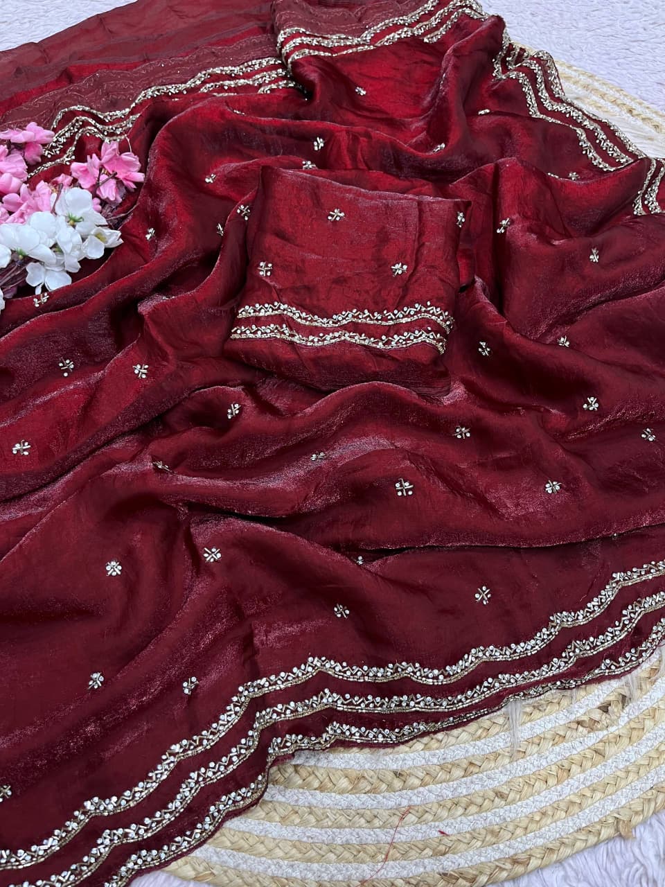 Ethnic Spiral Fancy Silk Saree