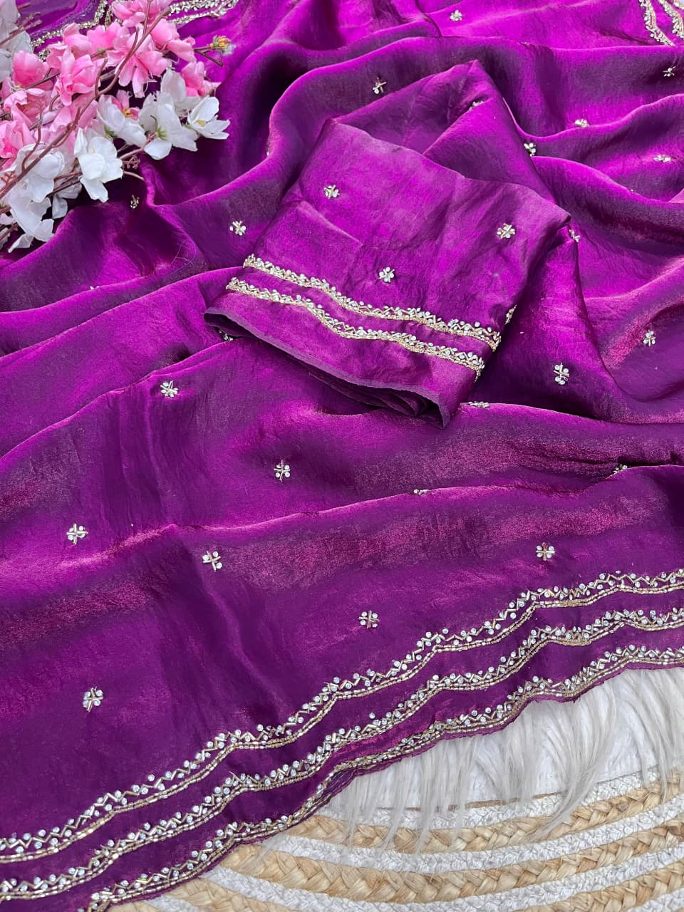 Ethnic Spiral Fancy Silk Saree