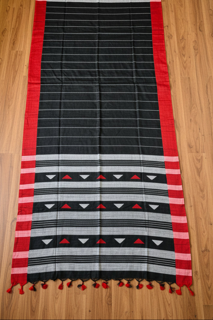 The Royal Drape Cotton Saree (Black)