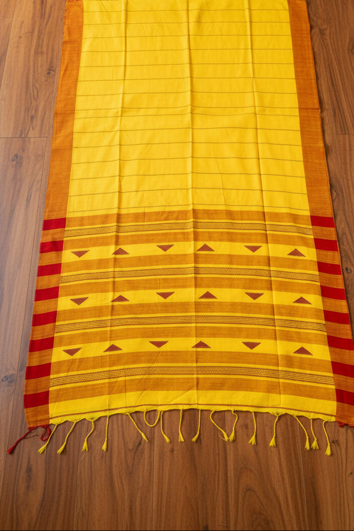 The Royal Drape Cotton Saree (Yellow)