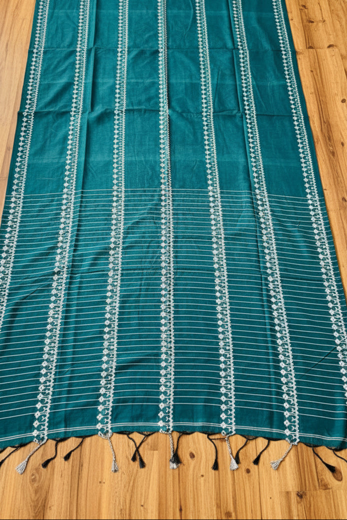 Desi Diva Drape Cotton Saree( Sea Green)