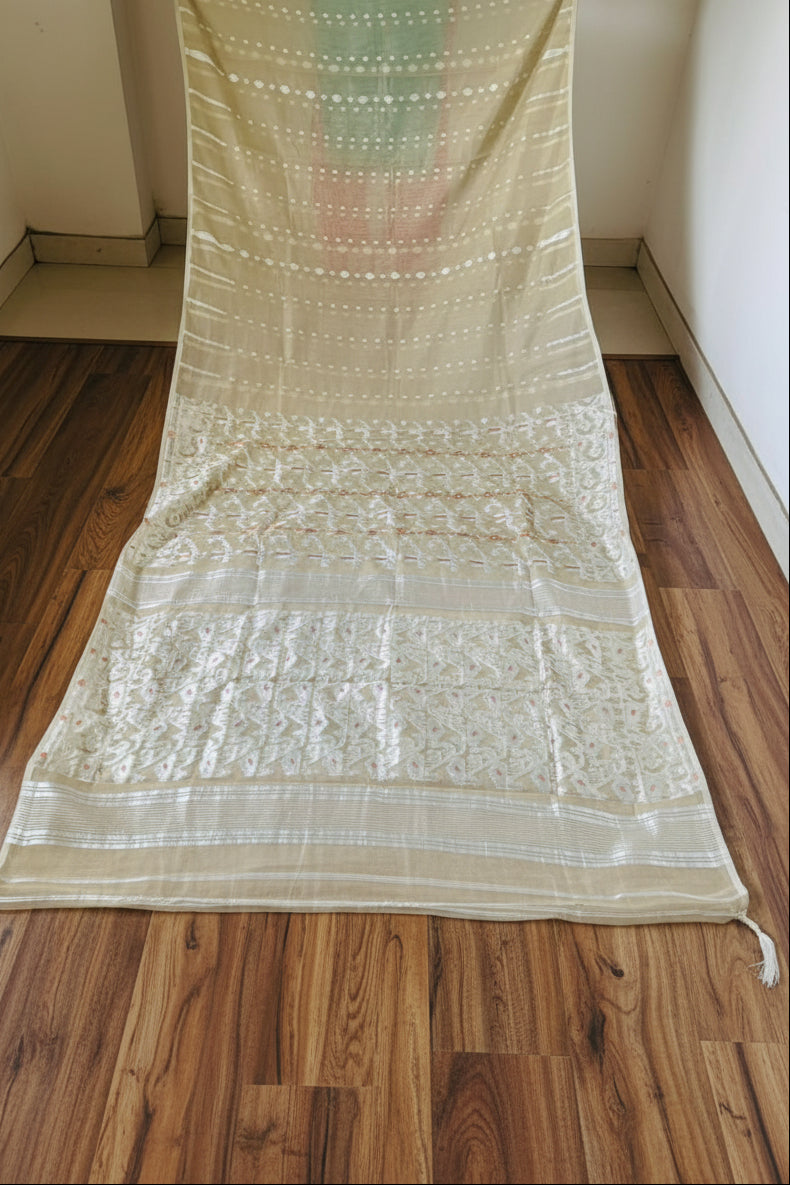 Shatarupa Bengal Jamdani Saree(Ivory)