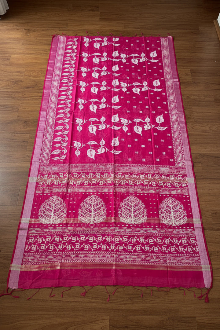 Tulir Tan Cotton Silk Saree (Pink )
