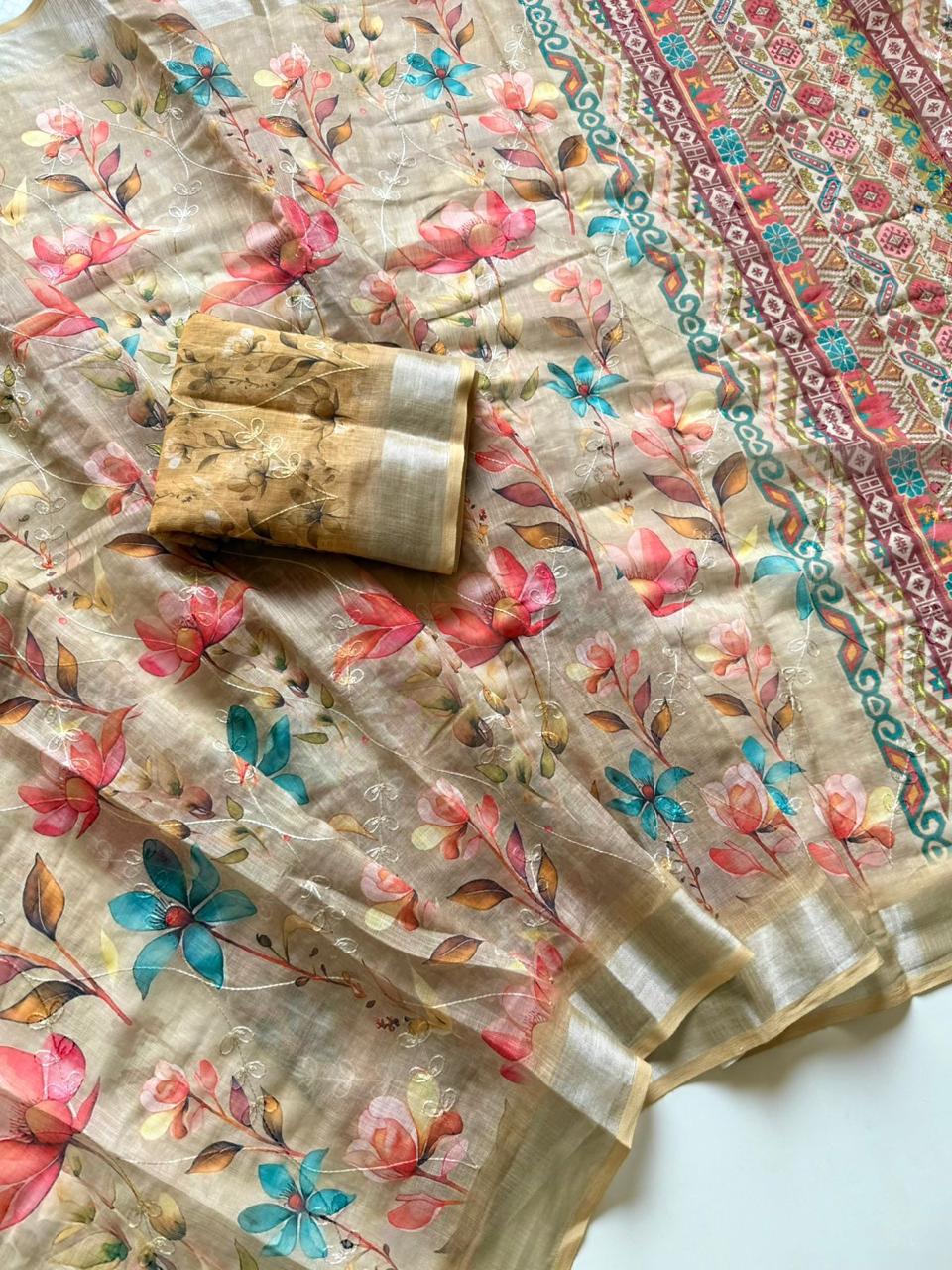Rang Canvas Fancy Linen Saree