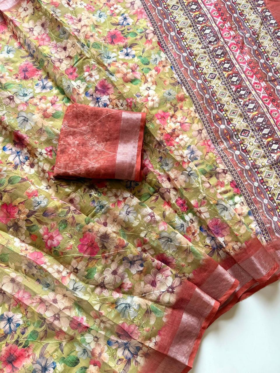 Rang Canvas Fancy Linen Saree