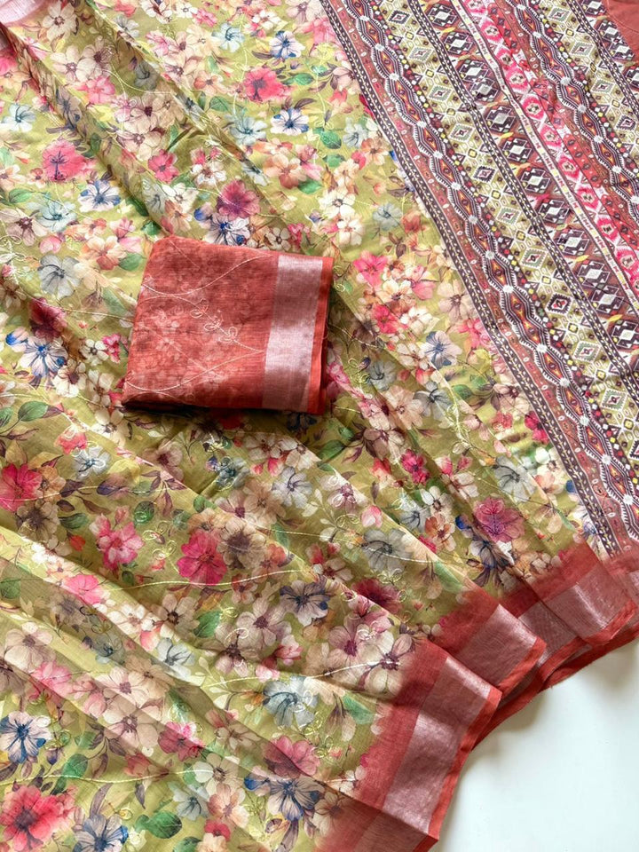 Rang Canvas Fancy Linen Saree