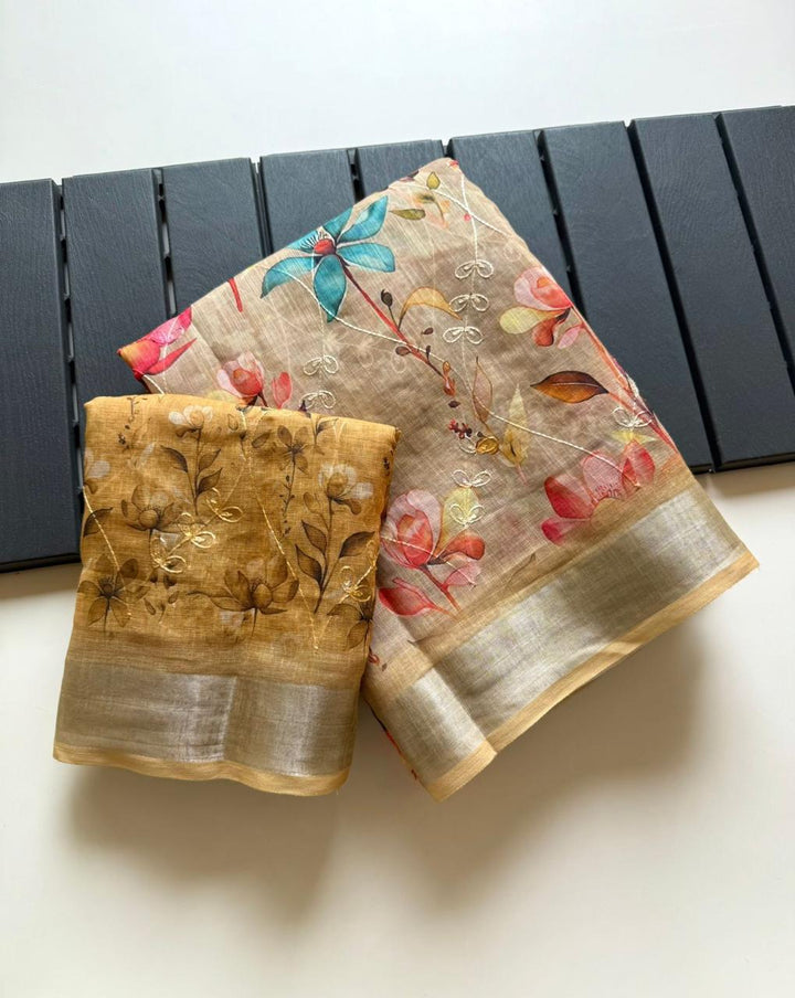 Rang Canvas Fancy Linen Saree