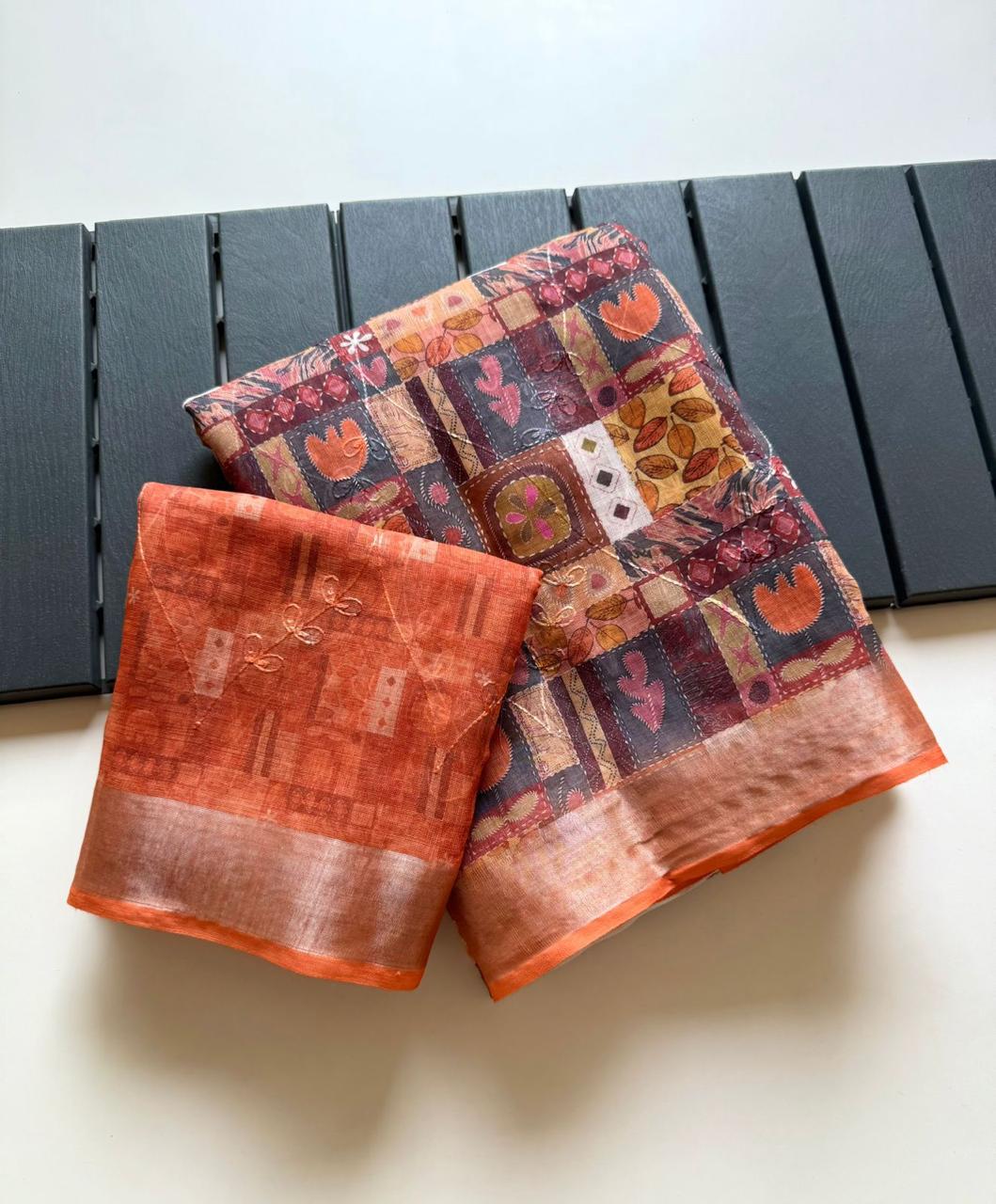 Rang Canvas Fancy Linen Saree