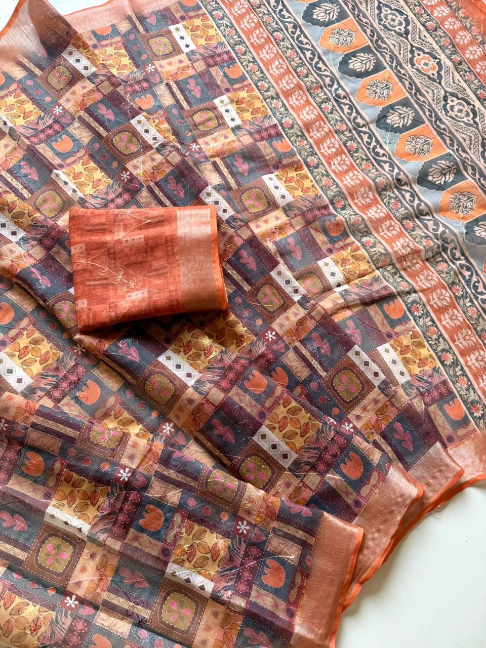 Rang Canvas Fancy Linen Saree