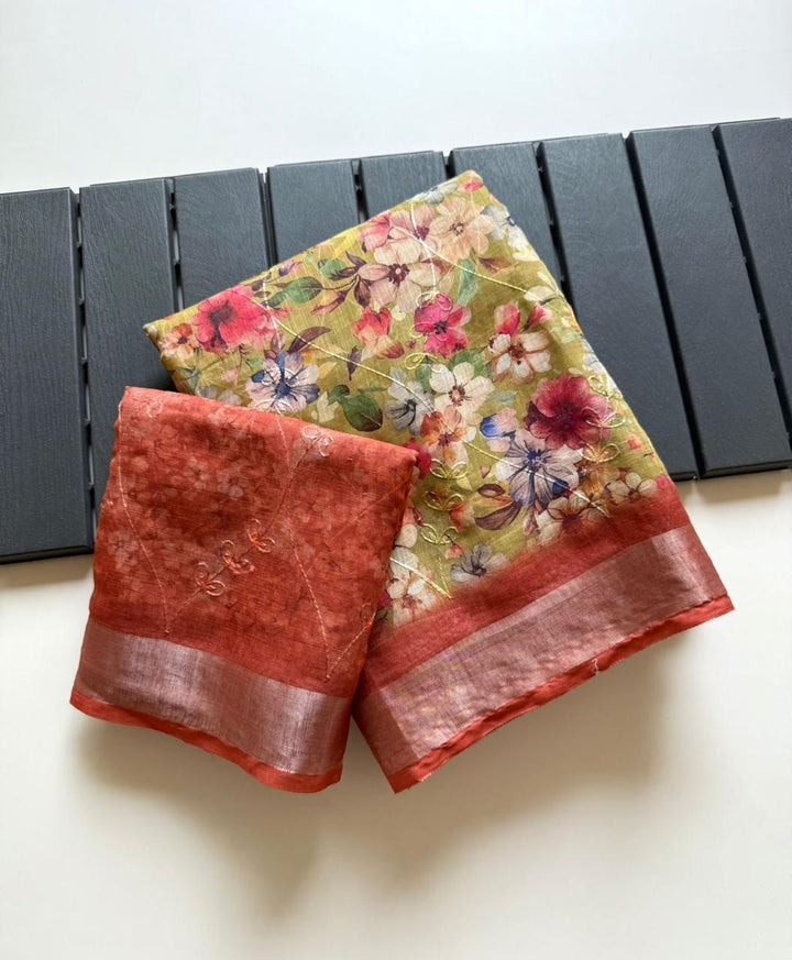 Rang Canvas Fancy Linen Saree