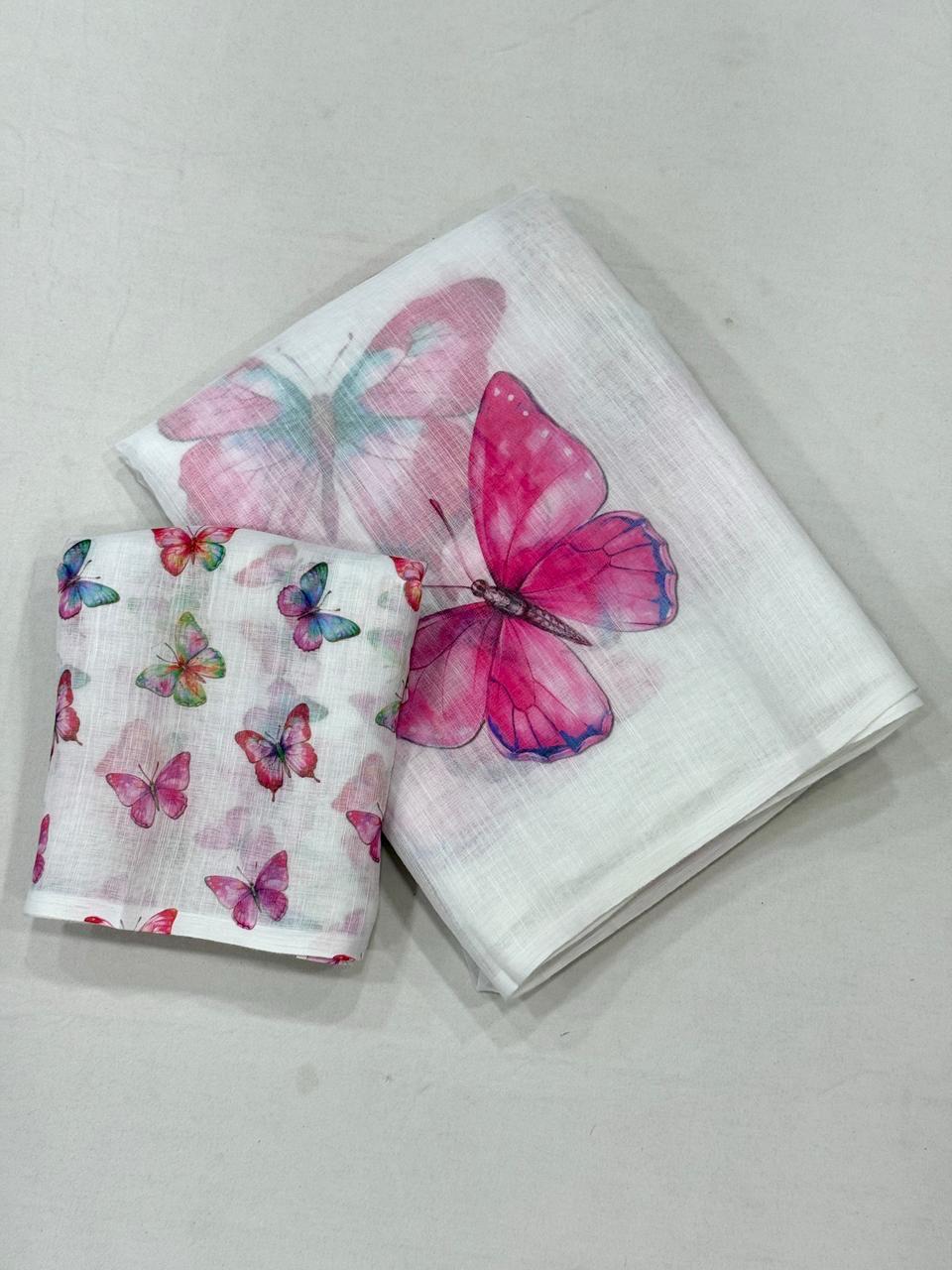 Color Wings Linen Saree