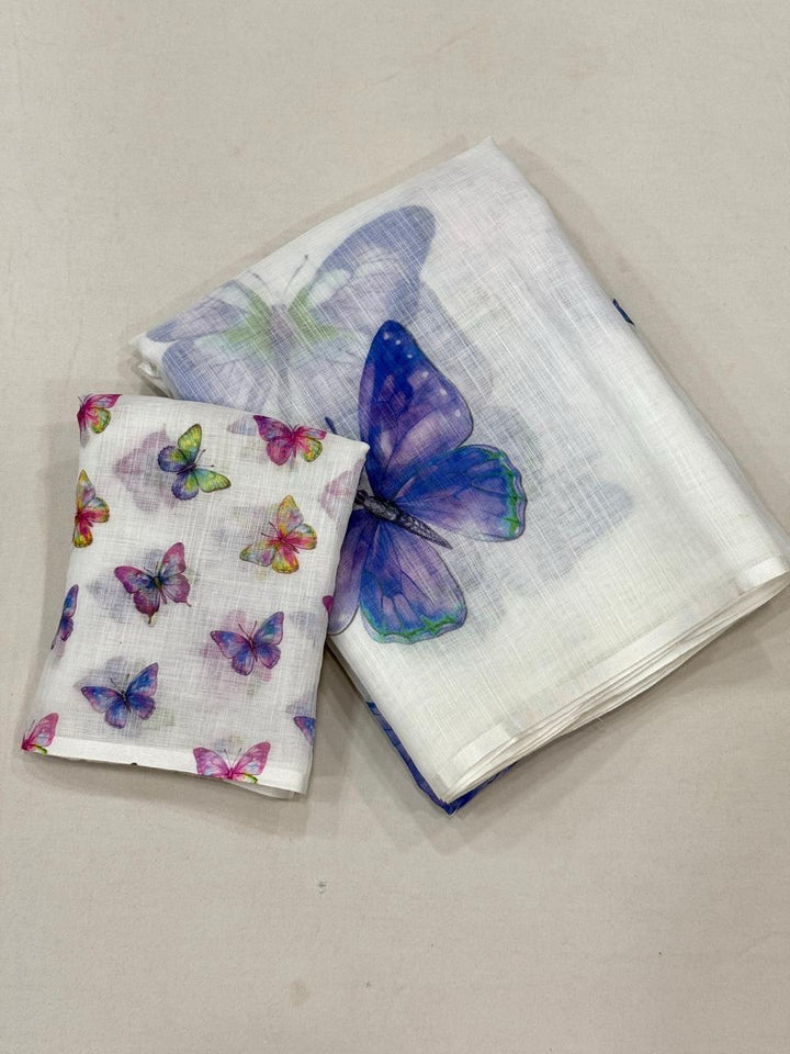 Color Wings Linen Saree