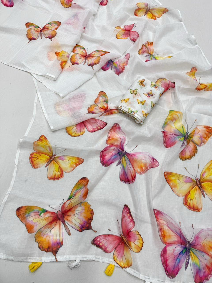 Color Wings Linen Saree