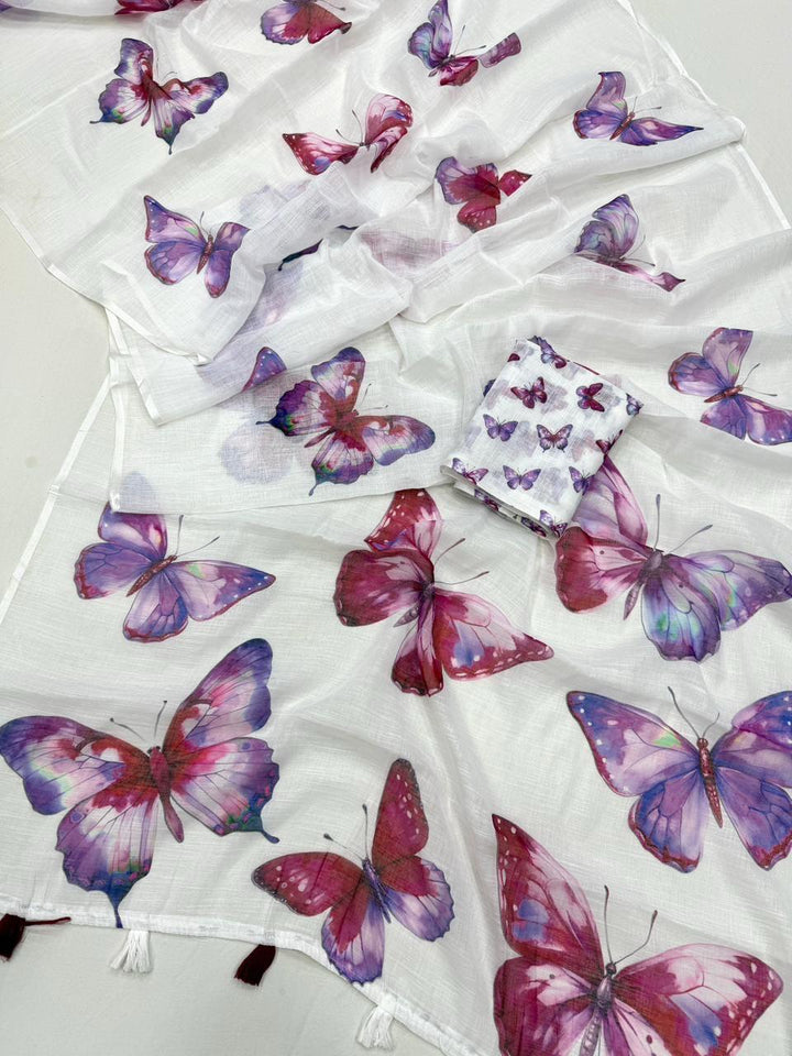 Color Wings Linen Saree