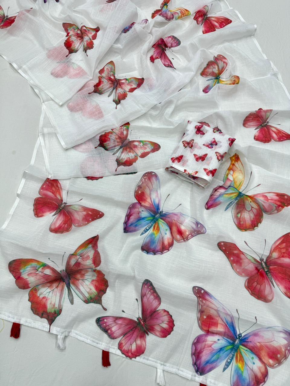 Color Wings Linen Saree