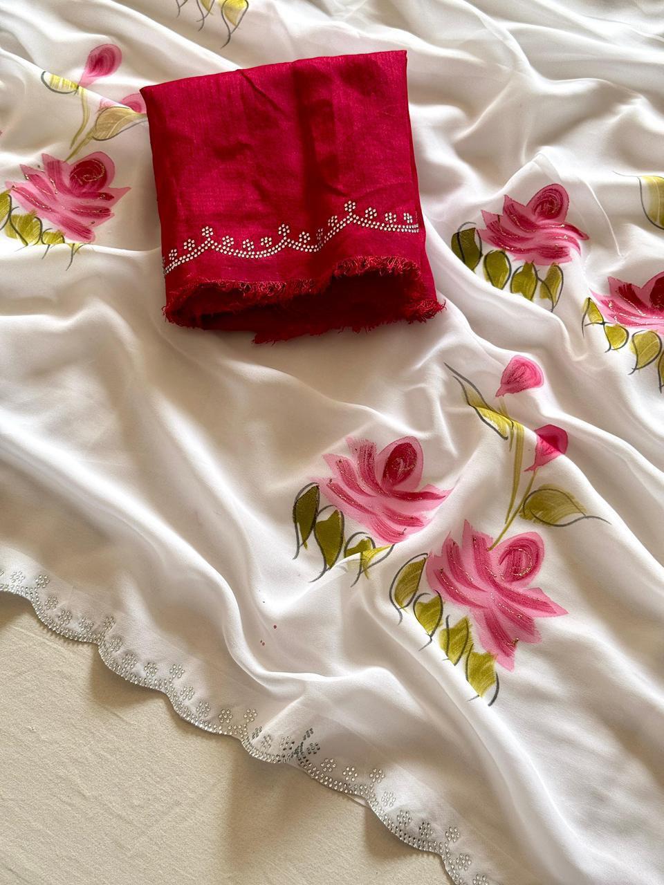 Crush in Lotus Georgette Silk Saree