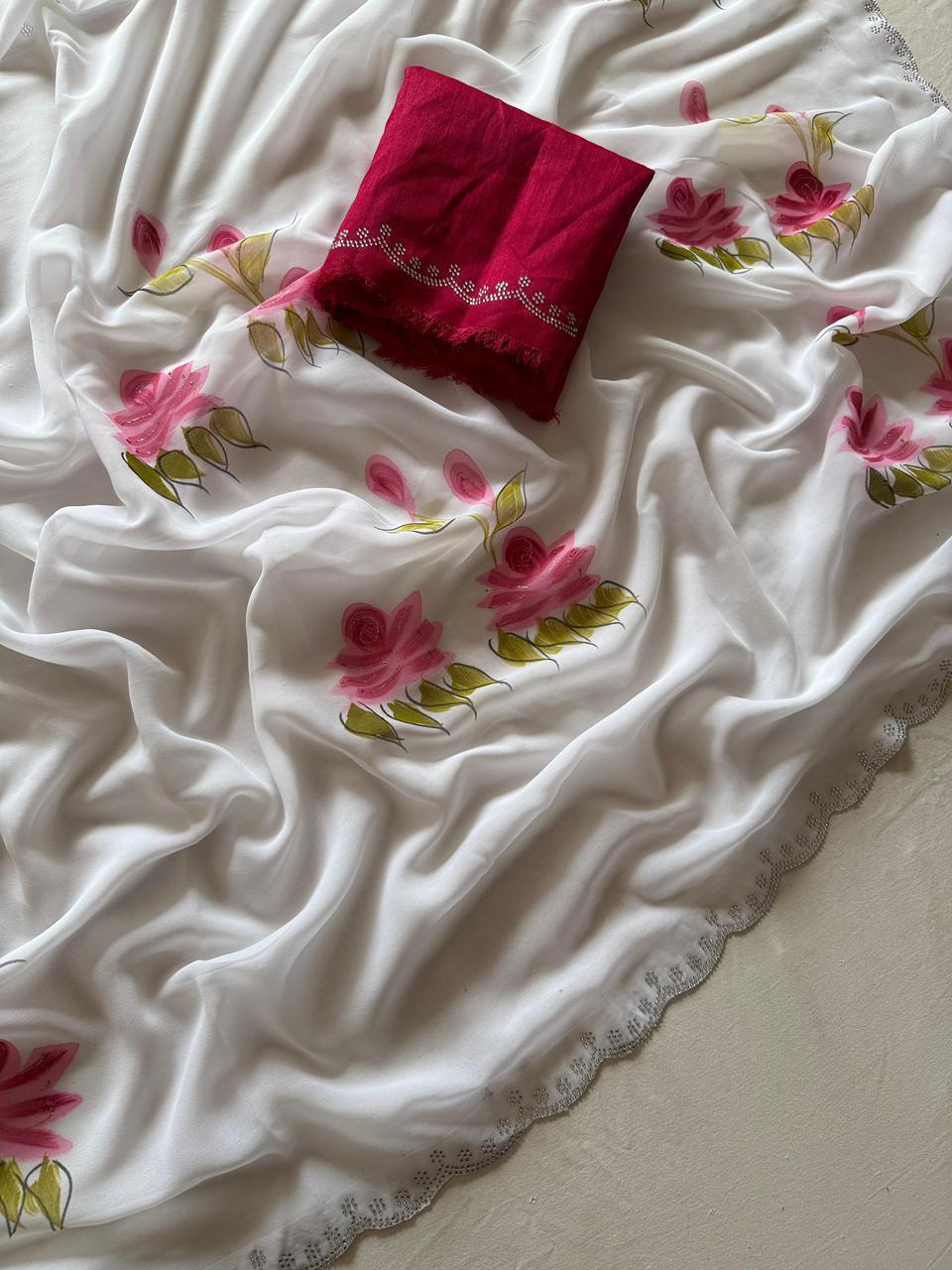 Crush in Lotus Georgette Silk Saree