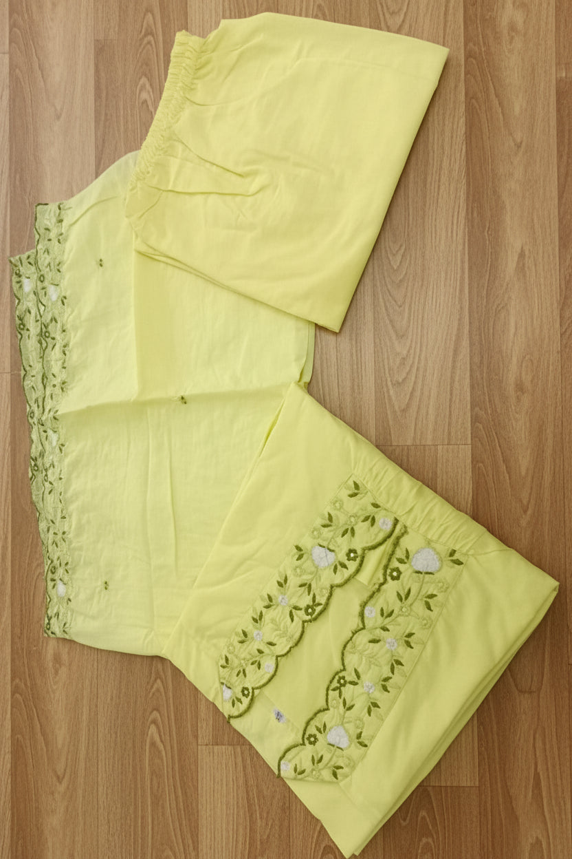 Lemon Crush Cotton Kurti Set (Yellow)