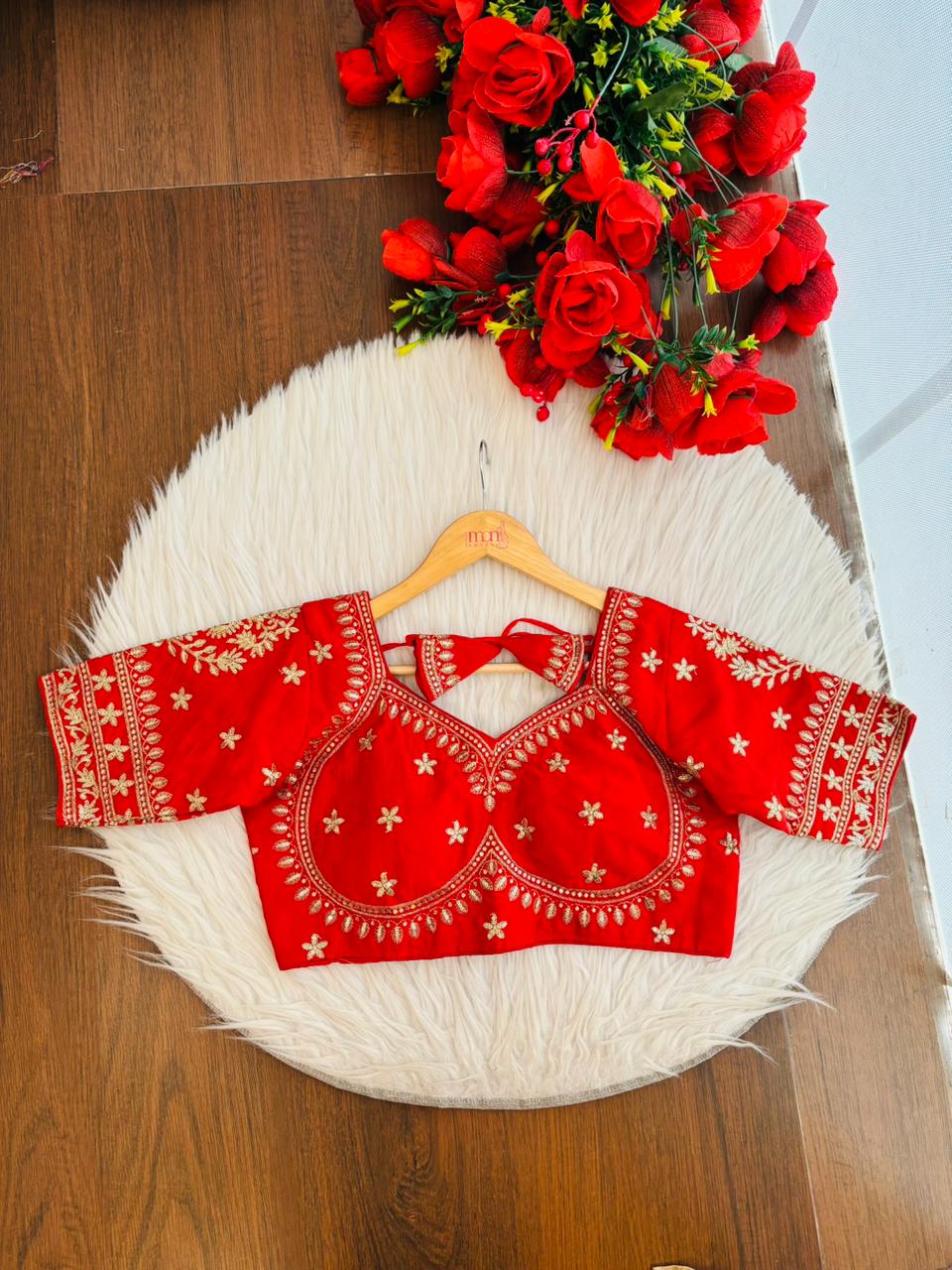 Red Fancy Silk Blouse