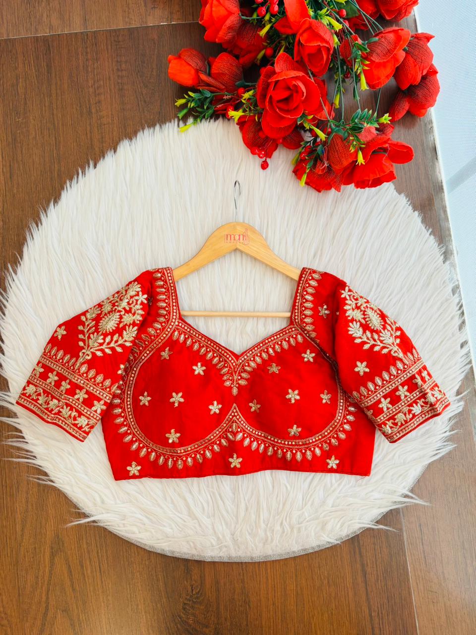 Red Fancy Silk Blouse
