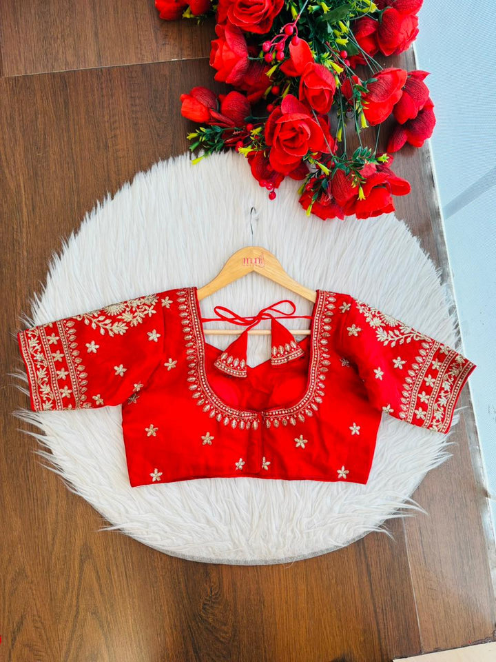 Red Fancy Silk Blouse
