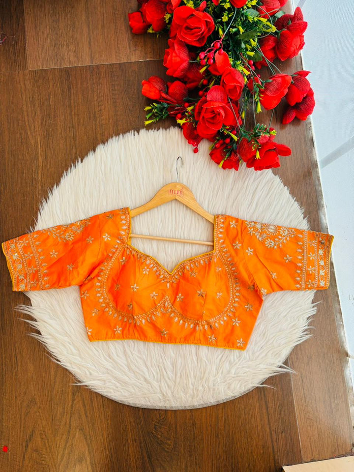 Orange Fancy Silk Blouse