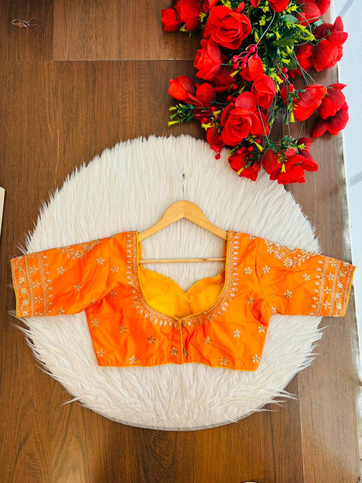 Orange Fancy Silk Blouse