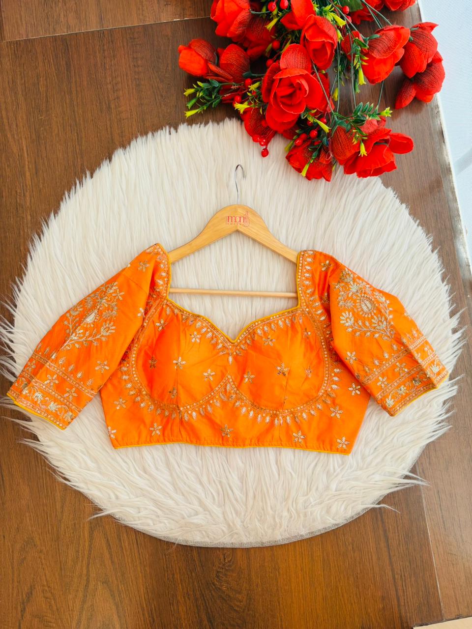Orange Fancy Silk Blouse