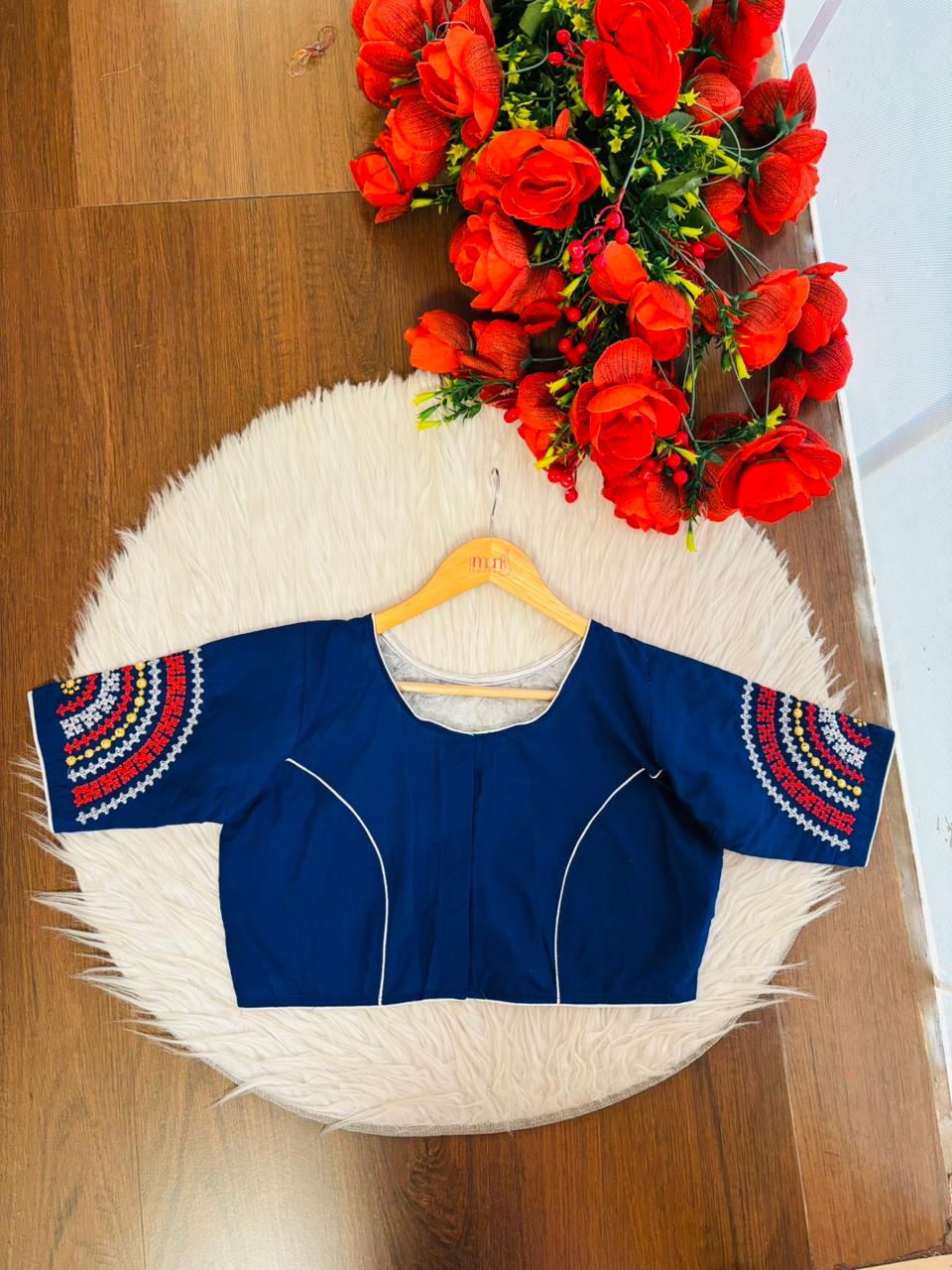 Dancing On A Windy Day Cotton Blouse (Blue)