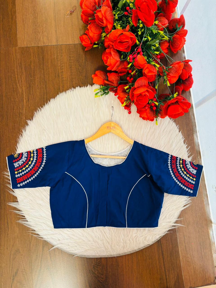 Dancing On A Windy Day Cotton Blouse (Blue)