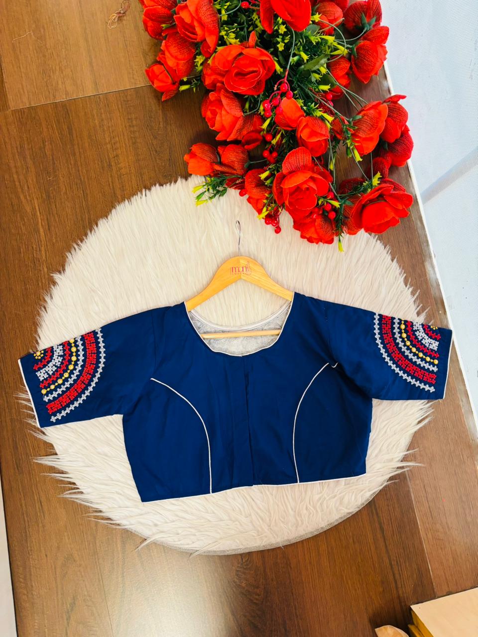 Dancing On A Windy Day Cotton Blouse (Blue)