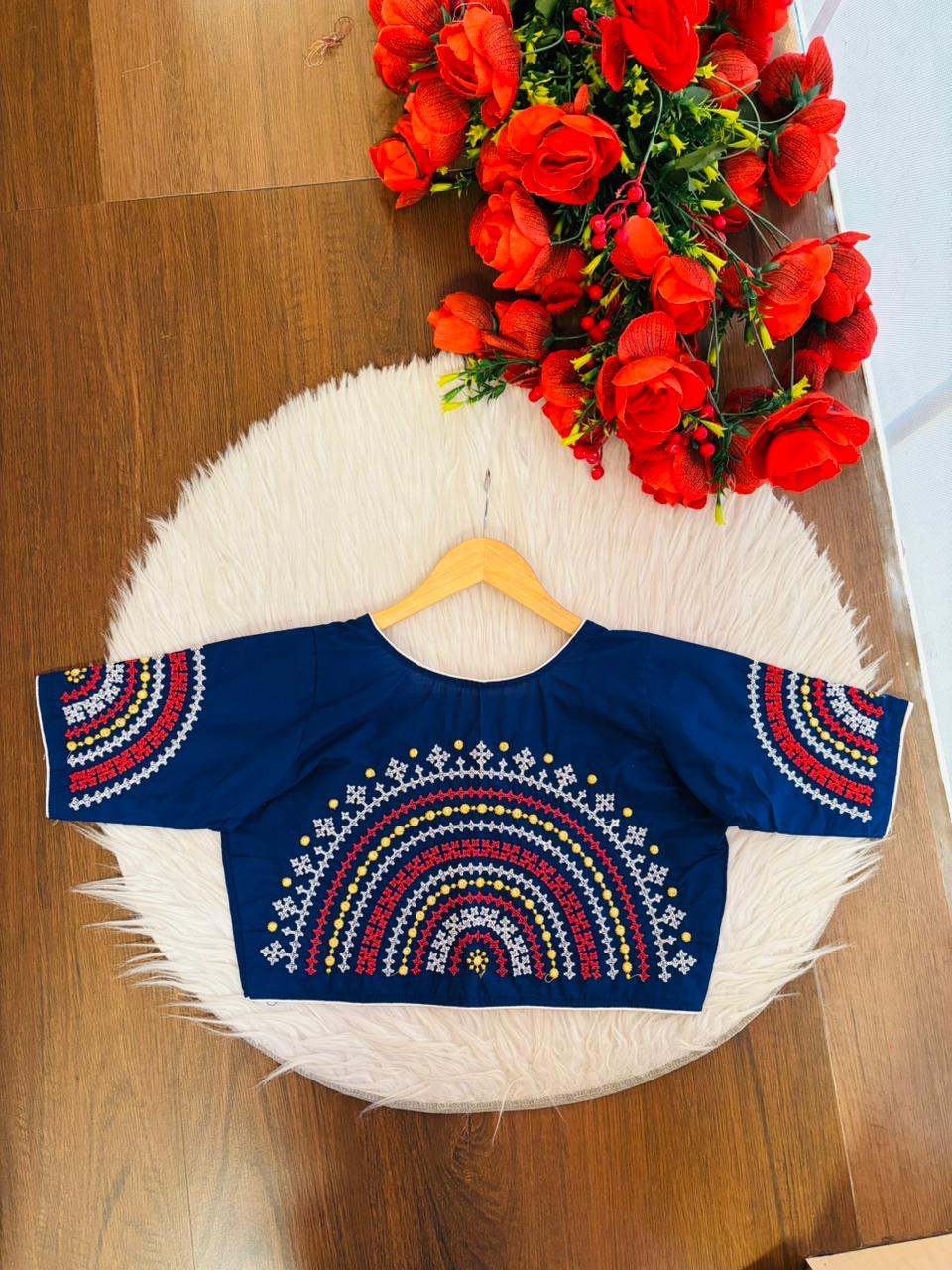 Dancing On A Windy Day Cotton Blouse (Blue)