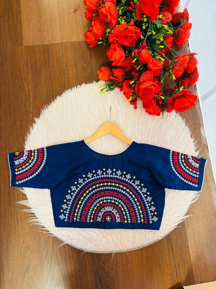 Dancing On A Windy Day Cotton Blouse (Blue)