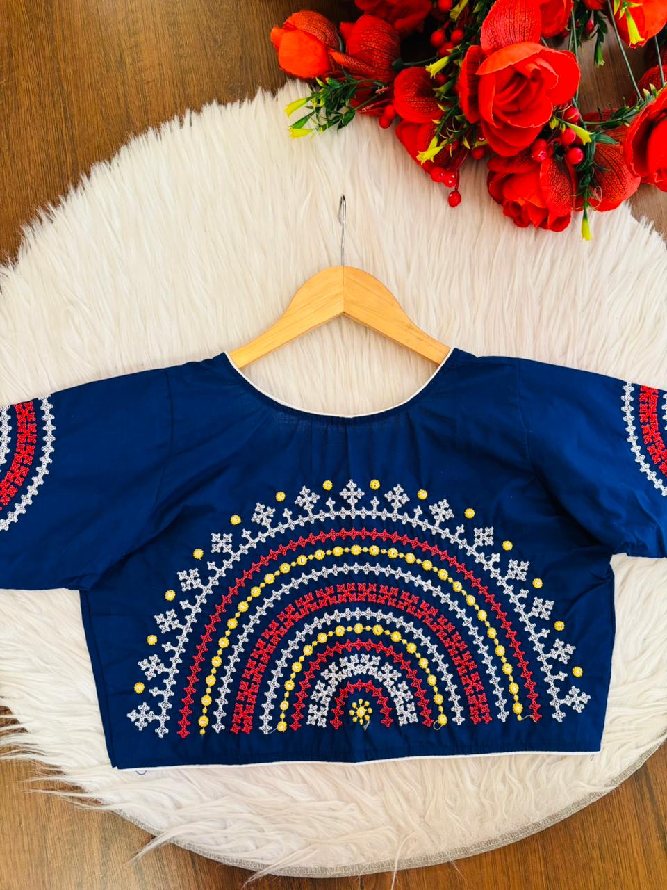 Dancing On A Windy Day Cotton Blouse (Blue)