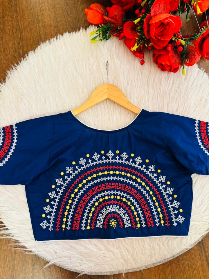 Dancing On A Windy Day Cotton Blouse (Blue)