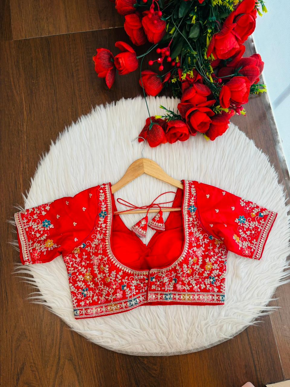 Wedding Red Designer Silk Blouse