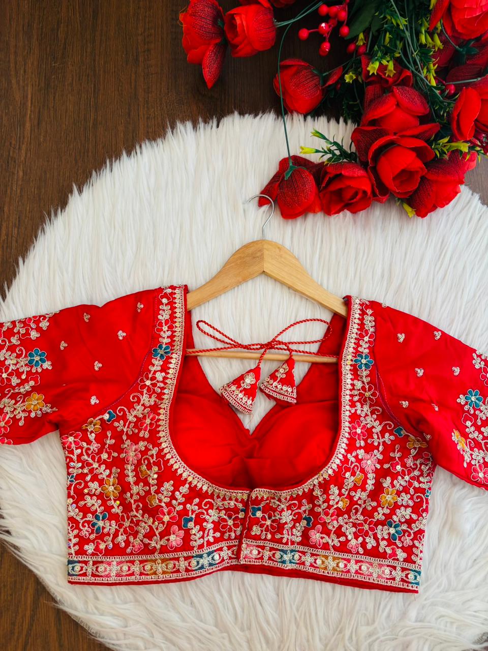 Wedding Red Designer Silk Blouse
