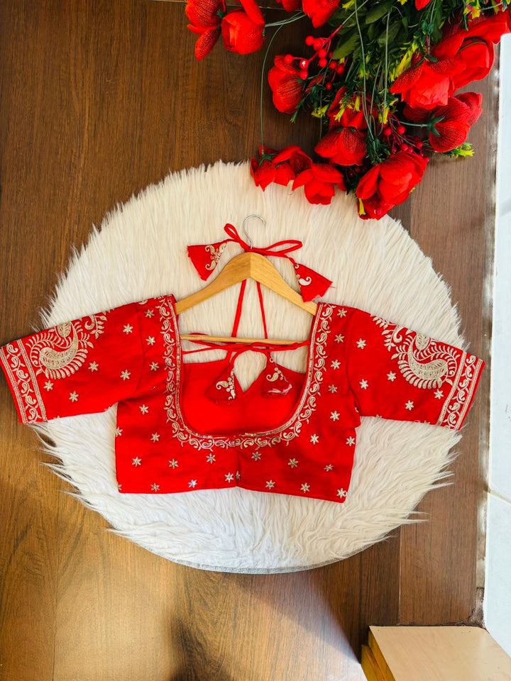 Bridal Vermilion Masaba Style Silk Blouse