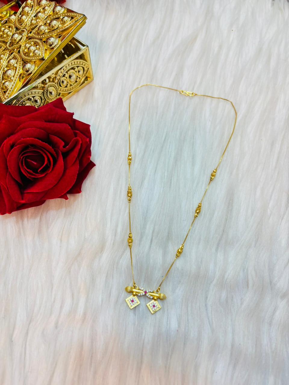 The Ruby Twin Mangalsutra(Gold Plated)-Combo 1