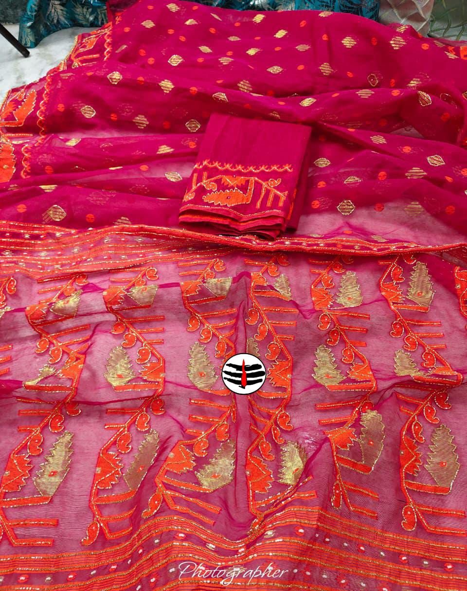 Swarnalekha Dhakai Jamdani Saree
