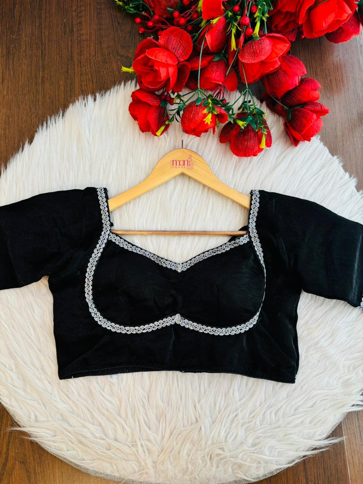 Midnight Black Fancy Silk Blouse