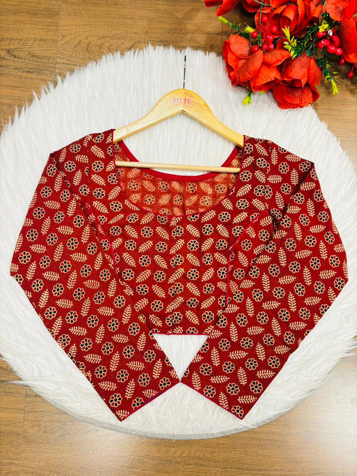 Simple And Fancy Cotton Ajrakh Blouse