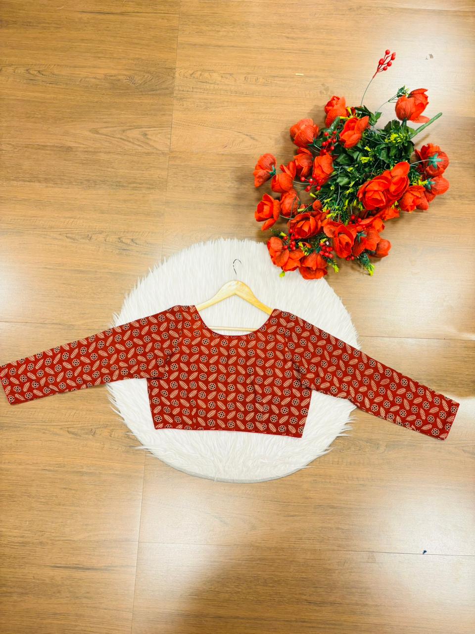 Simple And Fancy Cotton Ajrakh Blouse