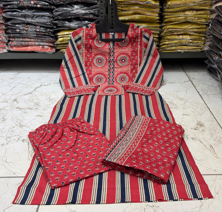 Kutchi print Cotton Kurti Set