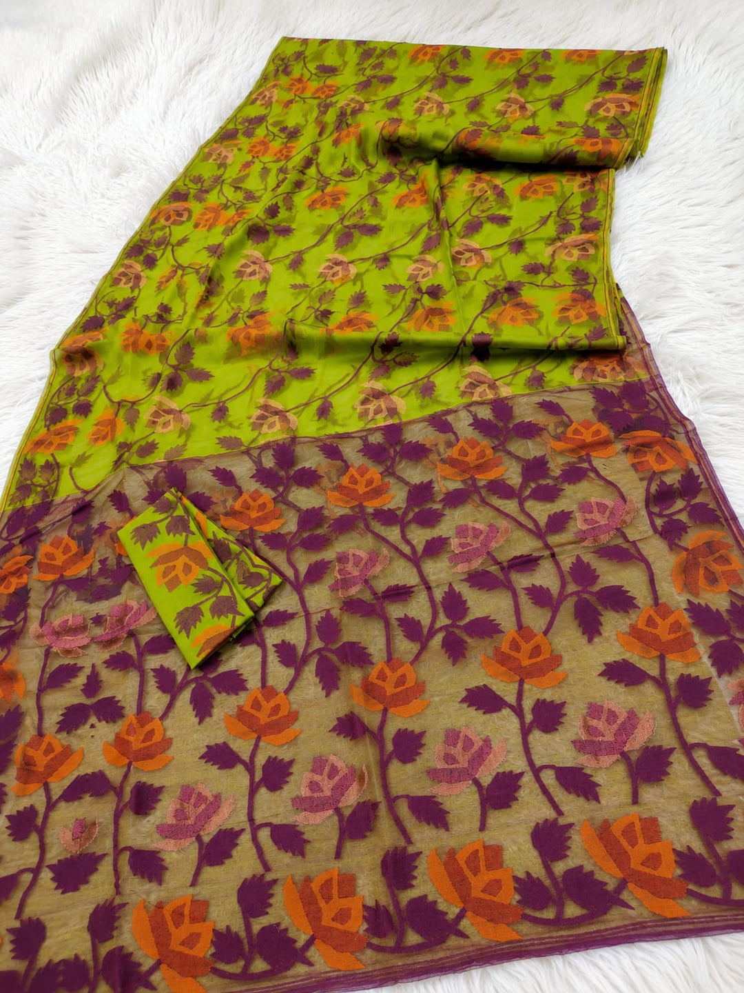Sheser Kabita Dhakai Jamdani Saree