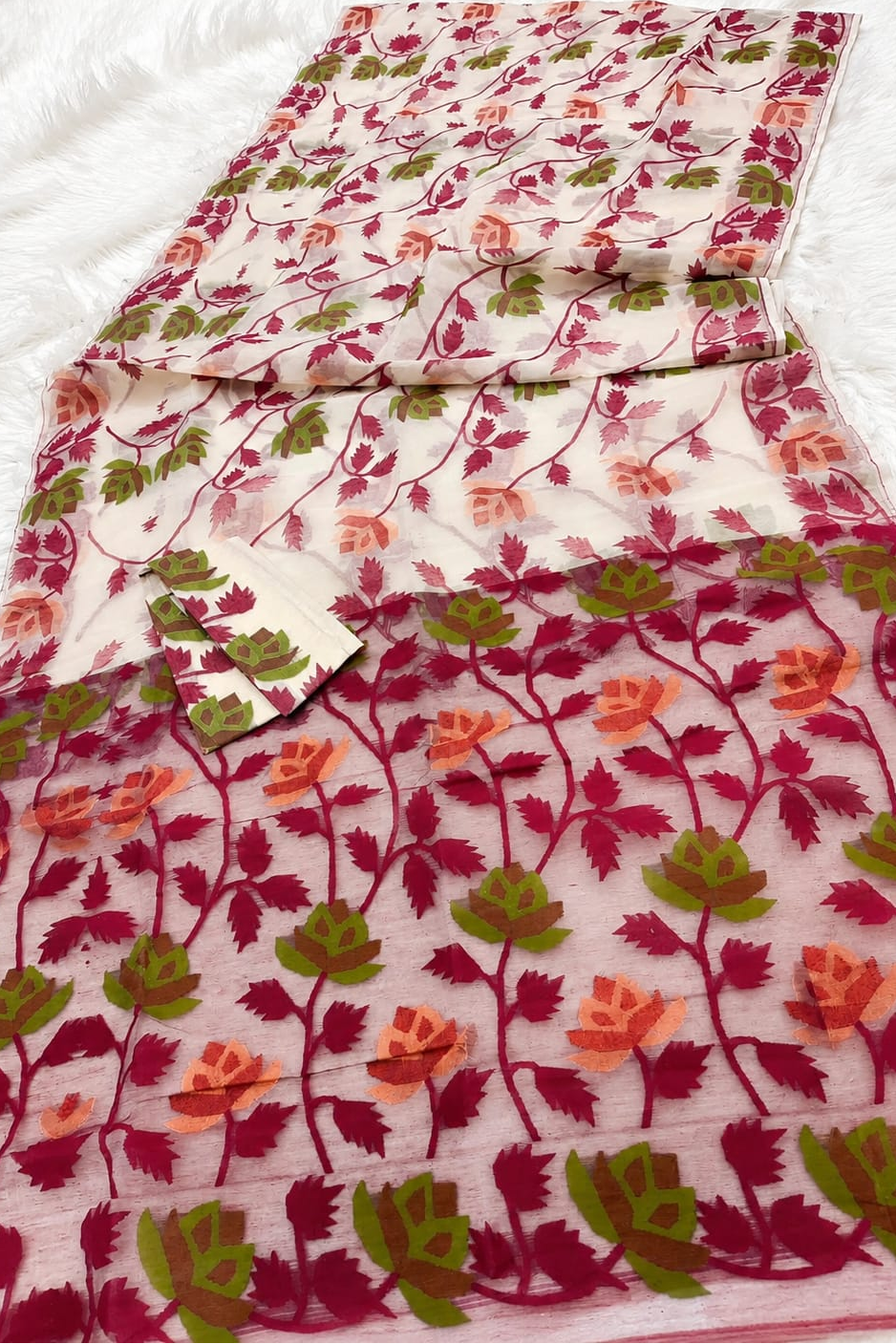 Sheser Kabita Dhakai Jamdani Saree