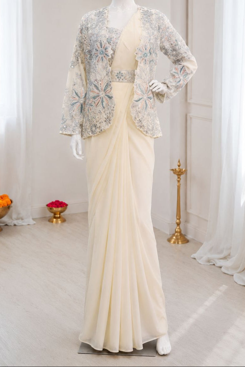 Castle Coralline Crepe Silk ready-to-wear Saree