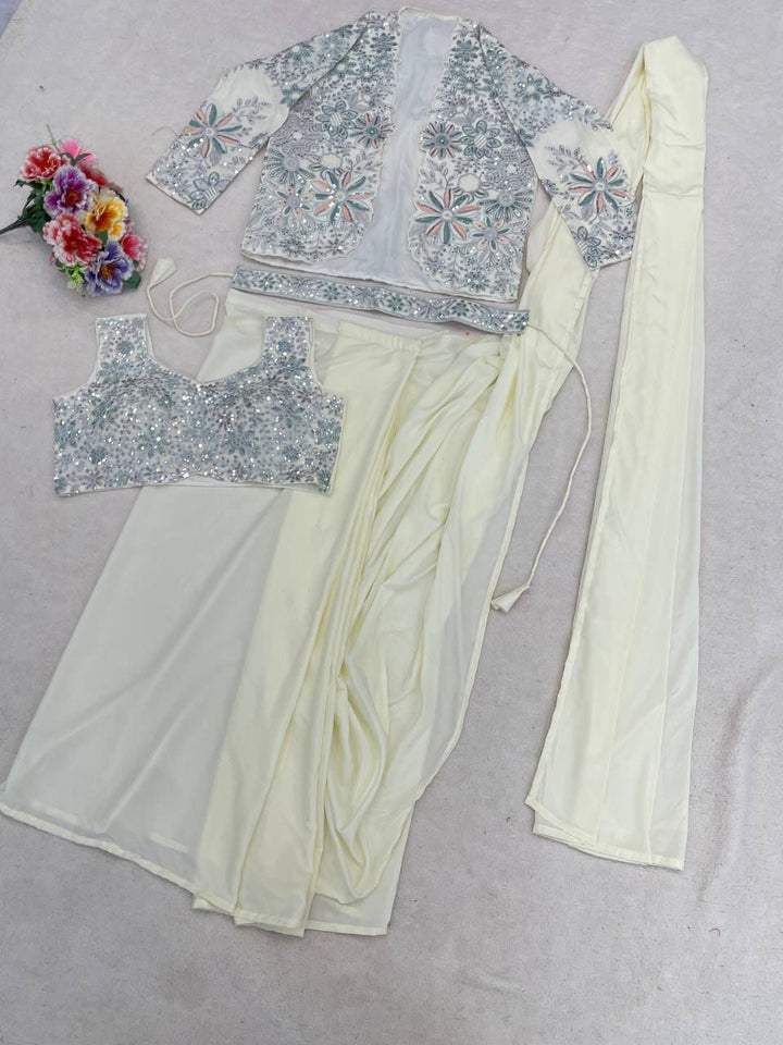 Castle Coralline Crepe Silk ready-to-wear Saree