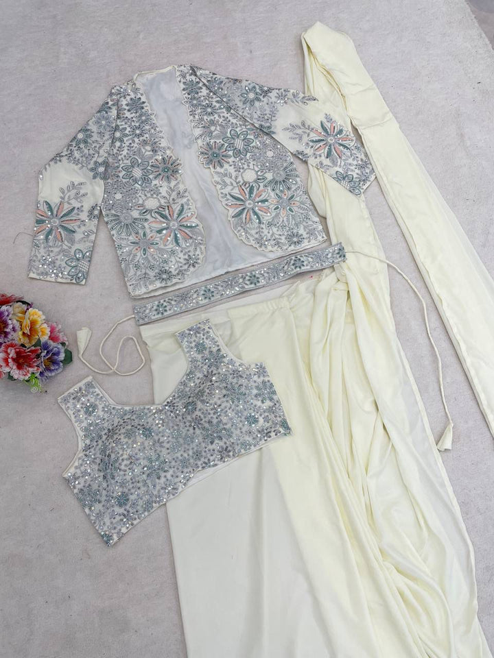 Castle Coralline Crepe Silk ready-to-wear Saree