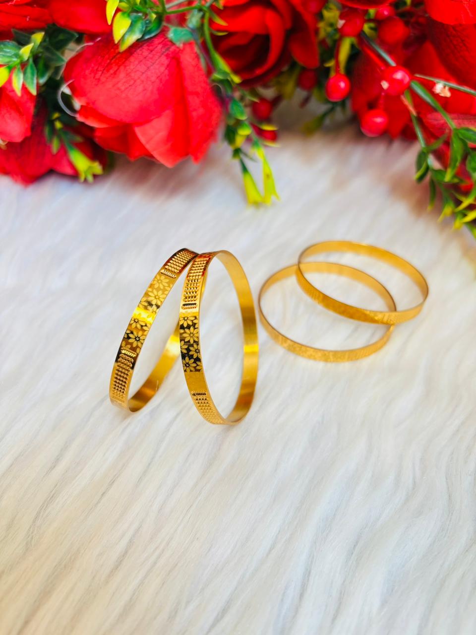Warm Shine-Gold Plated Bangles set